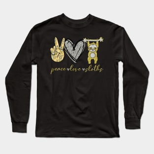 Funny Peace Love Sloth Long Sleeve T-Shirt